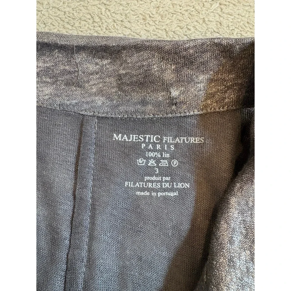 Majestic Filatures Paris Metallic Linen Open Cardigan Blazer Silver M Portugal 3